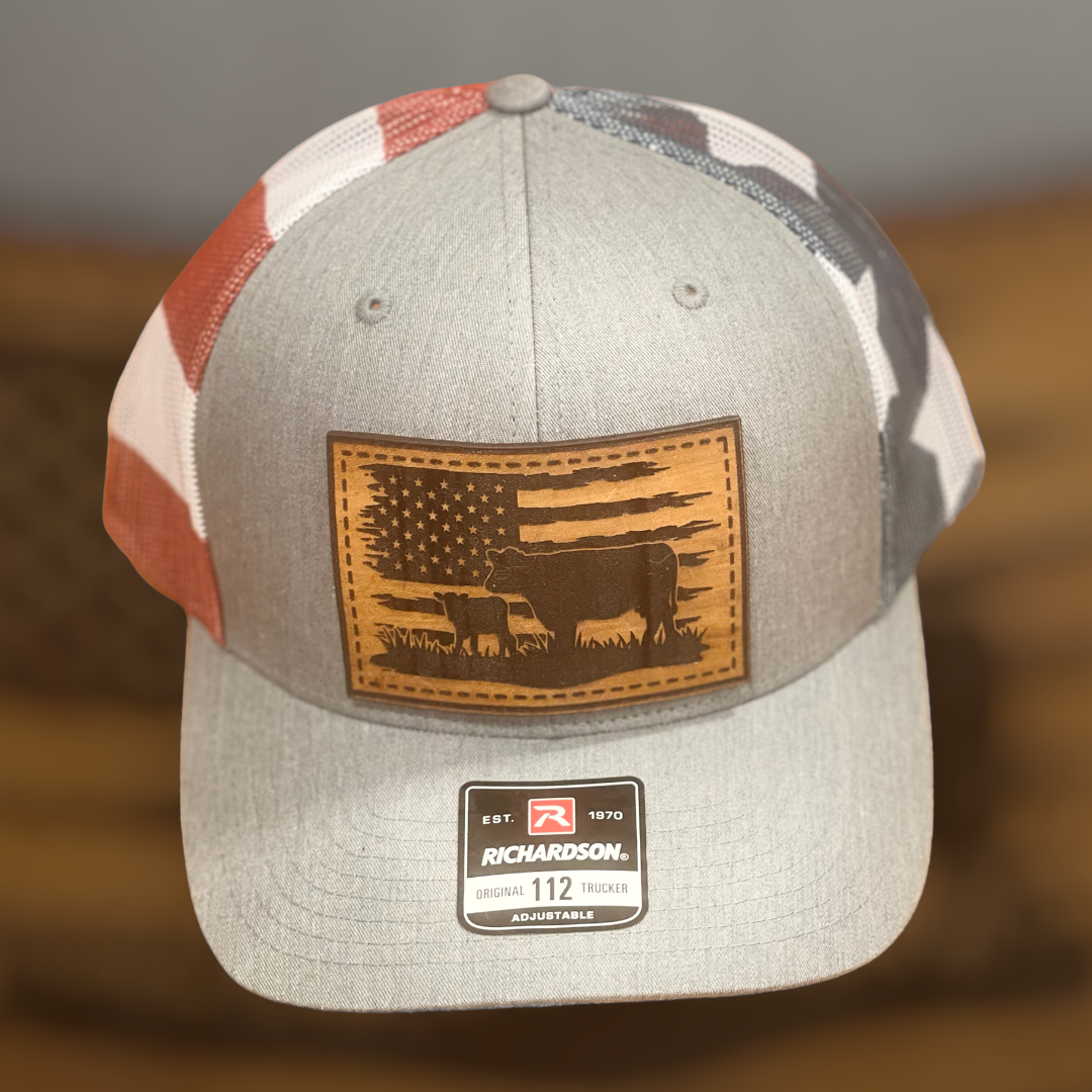 American Flag with Cow scenery Hat