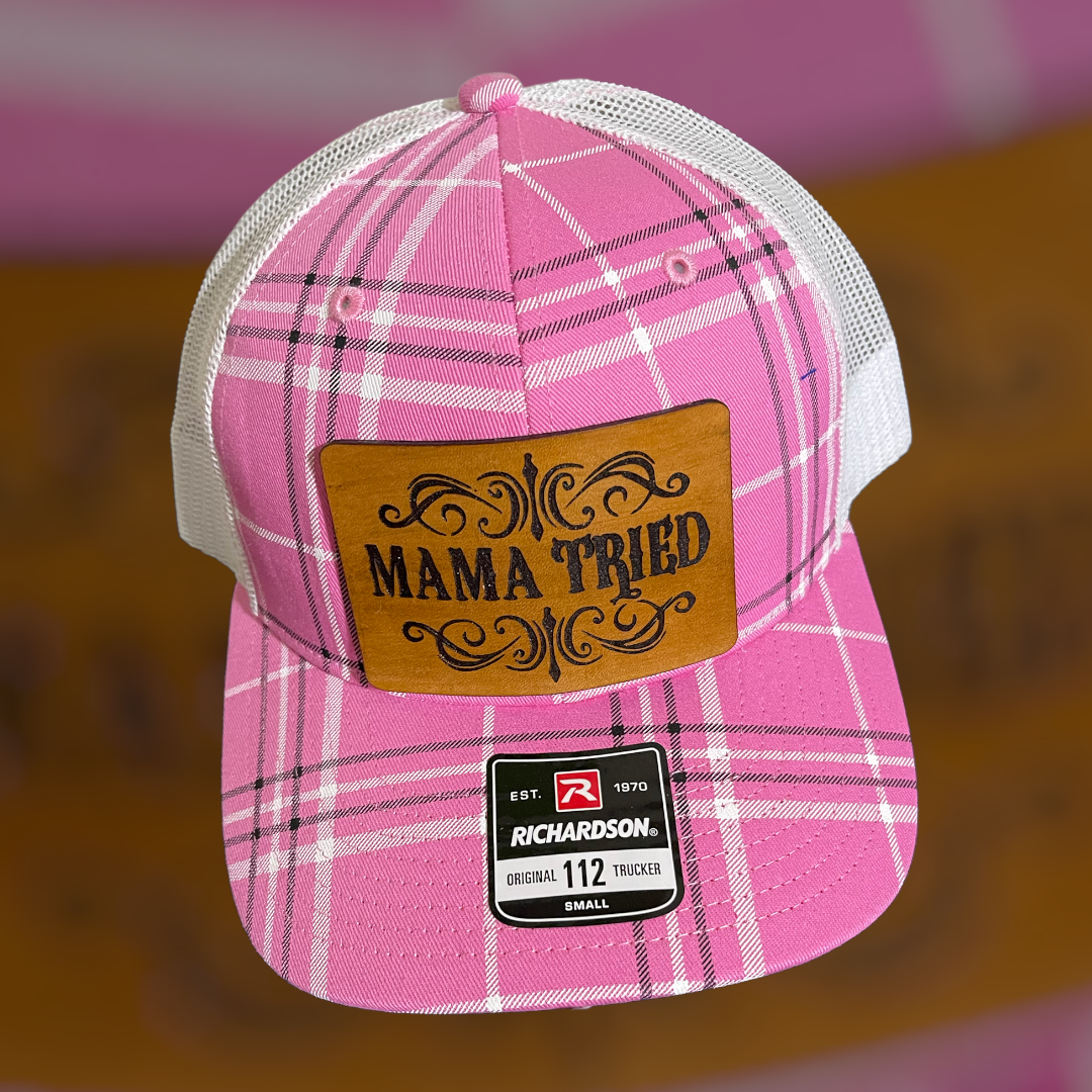 Pink plaid Mama Tried Hat